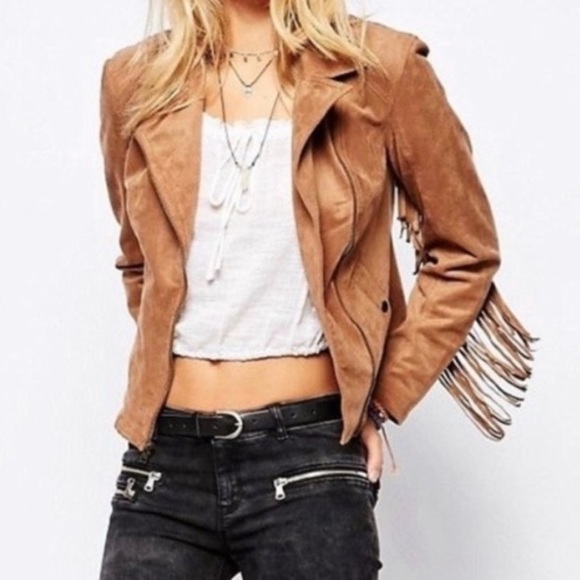 Hollister fringe faux suede crop jacket size small - Picture 2 of 13